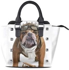 Bolso mujer blanco con bulldog aviador