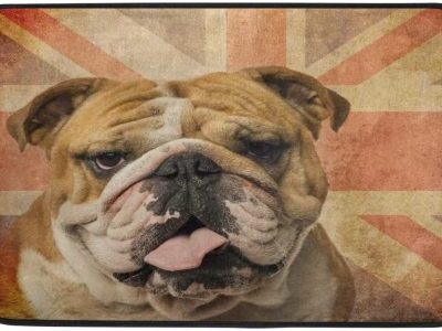 Alfombra bulldog ingles para salon con bandera UK