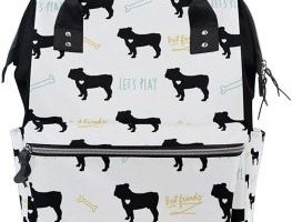 Bolsa mochila multifuncion para panales de bebe y lactancia con diseno bulldogs