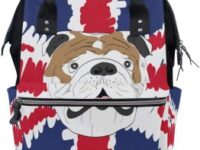 Bolso cambiador para bebe diseño de bulldog ingles y bandera UK