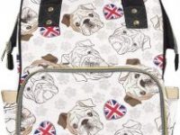 Bolso mochila para cambiar pañales de bebe con bulldogs ingleses