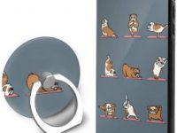 Carcasa para movil con vidrio templado y anillo para iPhone 7-8 bulldog ingles yoga