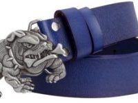 Cinturon bulldog ingles cuero azul