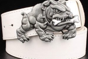 Cinturon bulldog ingles cuero blanco