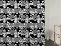 Cortina de ducha bulldog ingles con patron blanco y negro