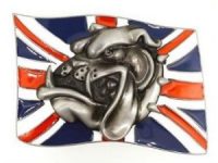 Hebilla bulldog ingles para cinturon con bandera Inglaterra UK english bulldog belt trucker England flag