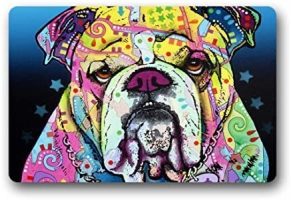 Felpudo de Bulldog ingles para casa de colores 60x40