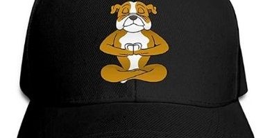 Gorra ajustable de algodon con bulldog ingles yoga