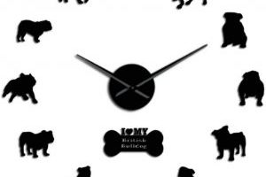 Reloj pared bulldog ingles siluetas acrilico