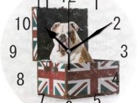 Reloj pared con bulldog ingles acrilico bandera Reino Unido