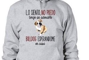 Sudadera gris unisex con capucha con texto bulldog